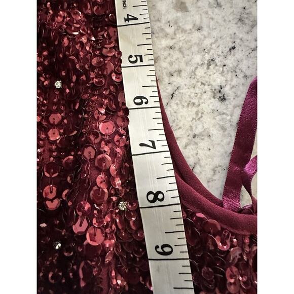 Mac Duggal 10509 Vertical Sequin Midi Sheath Dress 10 Burgundy $398 - Picture 12 of 16